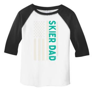 Patriotic Winter Ski Skiing Skier Dad American Flag Gift Toddler Fine Jersey T-Shirt