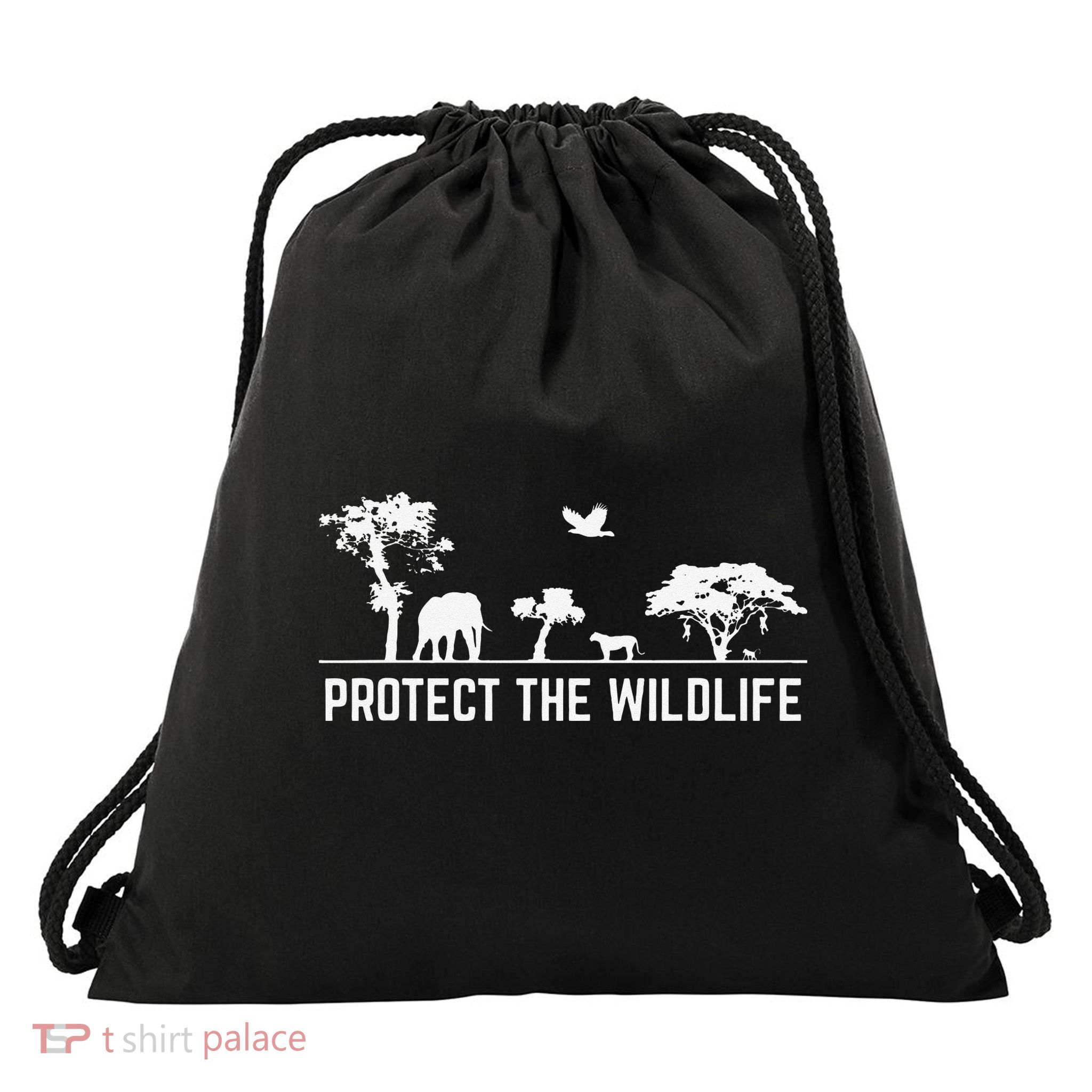 Protect Wildlife Safari Environment Conservancy Earth Day Drawstring Bag