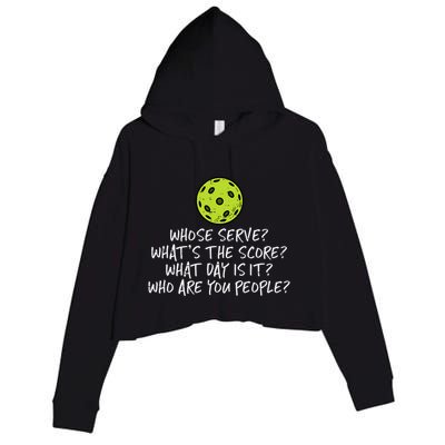 Pickleball Whose Serve Whats Score Pickle Ball Crop Fleece Hoodie