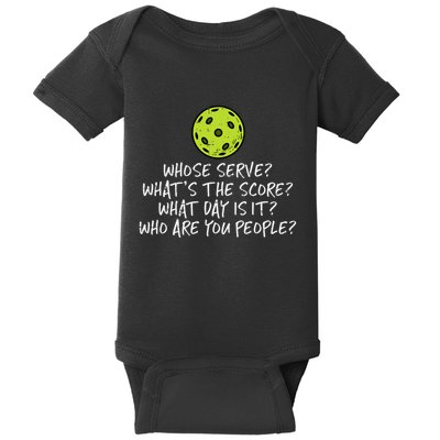 Pickleball Whose Serve Whats Score Pickle Ball Baby Bodysuit