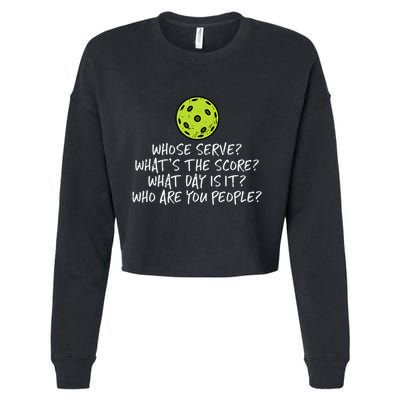 Pickleball Whose Serve Whats Score Pickle Ball Cropped Pullover Crew