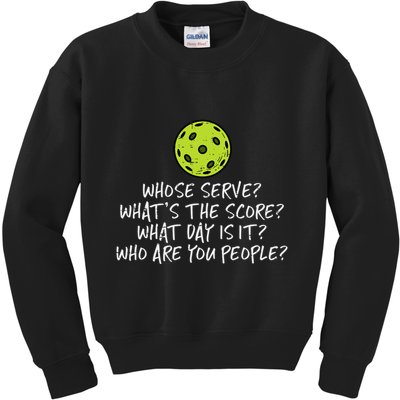 Pickleball Whose Serve Whats Score Pickle Ball Kids Sweatshirt