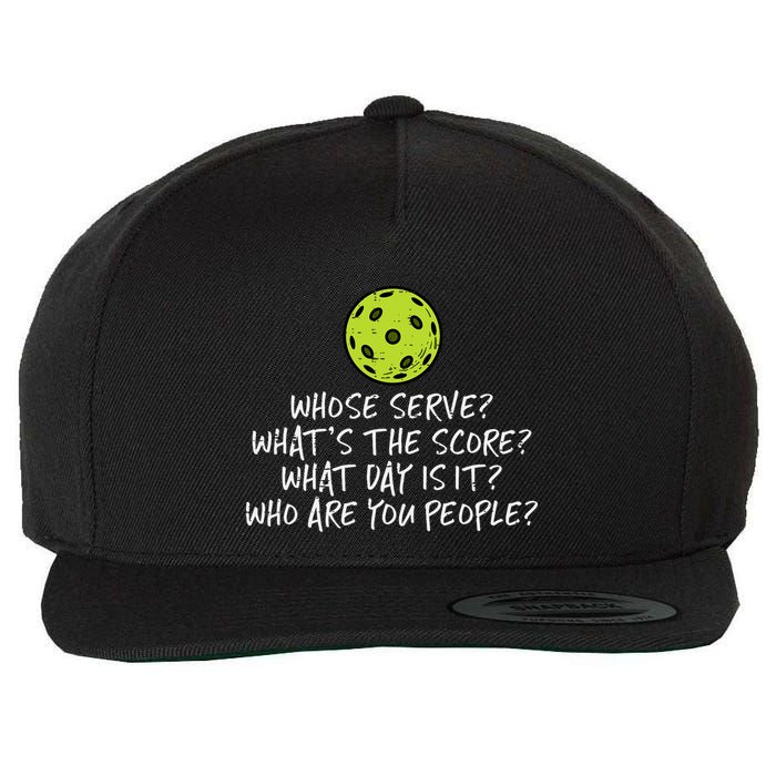 Pickleball Whose Serve Whats Score Pickle Ball Wool Snapback Cap