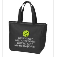 Pickleball Whose Serve Whats Score Pickle Ball Zip Tote Bag