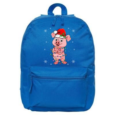 Pig Wearing Santa Hat Xmas Light Pig Lover Christmas Meaningful Gift 16 in Basic Backpack