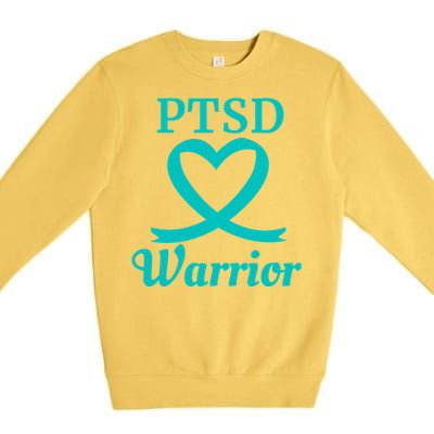 Ptsd Warrior Teal Heart Ribbon Gift Premium Crewneck Sweatshirt