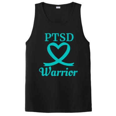 Ptsd Warrior Teal Heart Ribbon Gift PosiCharge Competitor Tank