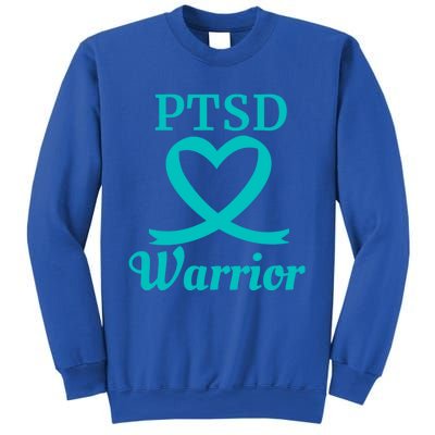 Ptsd Warrior Teal Heart Ribbon Gift Sweatshirt