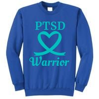 Ptsd Warrior Teal Heart Ribbon Gift Tall Sweatshirt