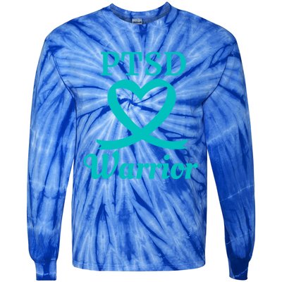 Ptsd Warrior Teal Heart Ribbon Gift Tie-Dye Long Sleeve Shirt