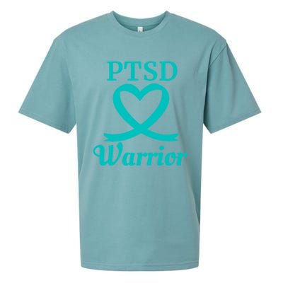 Ptsd Warrior Teal Heart Ribbon Gift Sueded Cloud Jersey T-Shirt