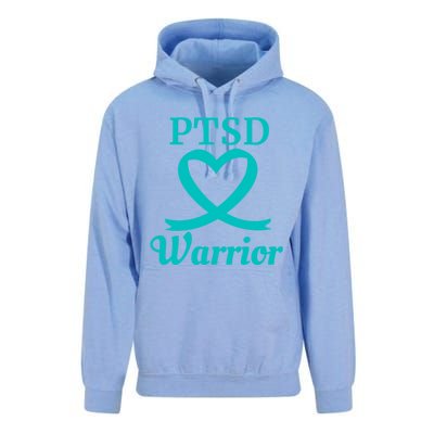 Ptsd Warrior Teal Heart Ribbon Gift Unisex Surf Hoodie