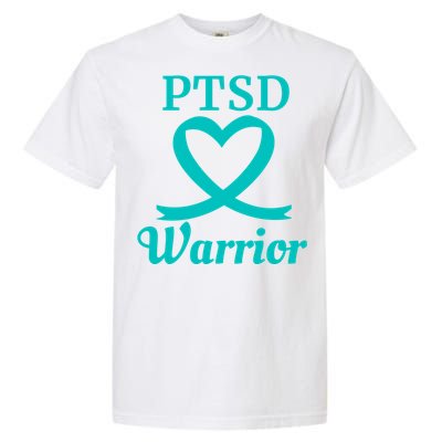 Ptsd Warrior Teal Heart Ribbon Gift Garment-Dyed Heavyweight T-Shirt