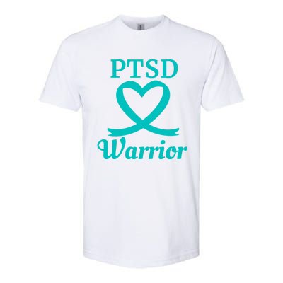 Ptsd Warrior Teal Heart Ribbon Gift Softstyle® CVC T-Shirt