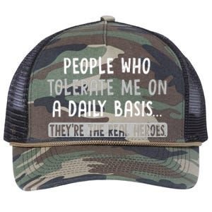 People Who Tolerate Me On A Daily Basis Funny Sarcastic Retro Rope Trucker Hat Cap