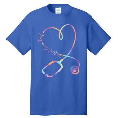 Pct Week Tie Dye Stethoscope Heart Patient Care Technician Gift Tall T-Shirt