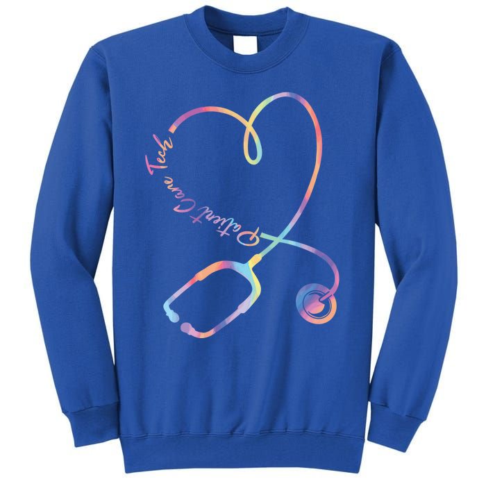 Pct Week Tie Dye Stethoscope Heart Patient Care Technician Gift Tall Sweatshirt