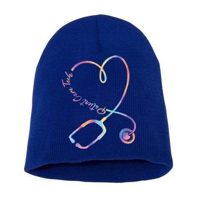 Pct Week Tie Dye Stethoscope Heart Patient Care Technician Gift Short Acrylic Beanie