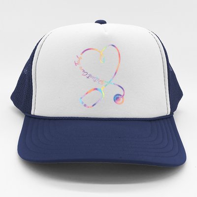 Pct Week Tie Dye Stethoscope Heart Patient Care Technician Gift Trucker Hat