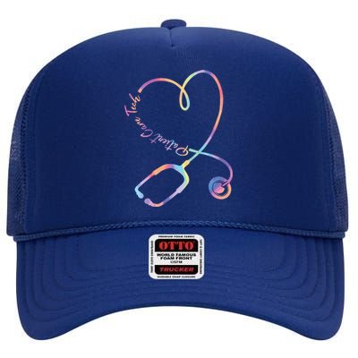 Pct Week Tie Dye Stethoscope Heart Patient Care Technician Gift High Crown Mesh Back Trucker Hat