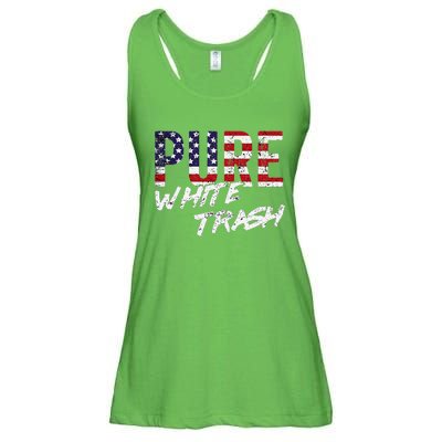 Pure White Trash Funny Redneck American Flag Ladies Essential Flowy Tank