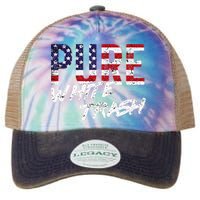 Pure White Trash Funny Redneck American Flag Legacy Tie Dye Trucker Hat