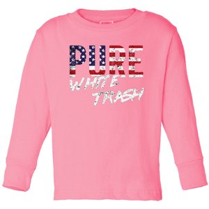 Pure White Trash Funny Redneck American Flag Toddler Long Sleeve Shirt