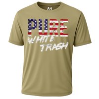 Pure White Trash Funny Redneck American Flag Cooling Performance Crew T-Shirt