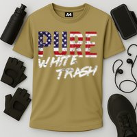 Pure White Trash Funny Redneck American Flag Cooling Performance Crew T-Shirt