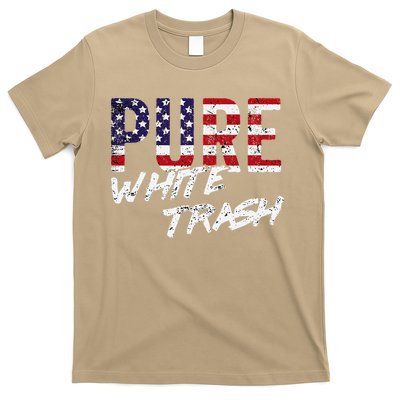 Pure White Trash Funny Redneck American Flag T-Shirt