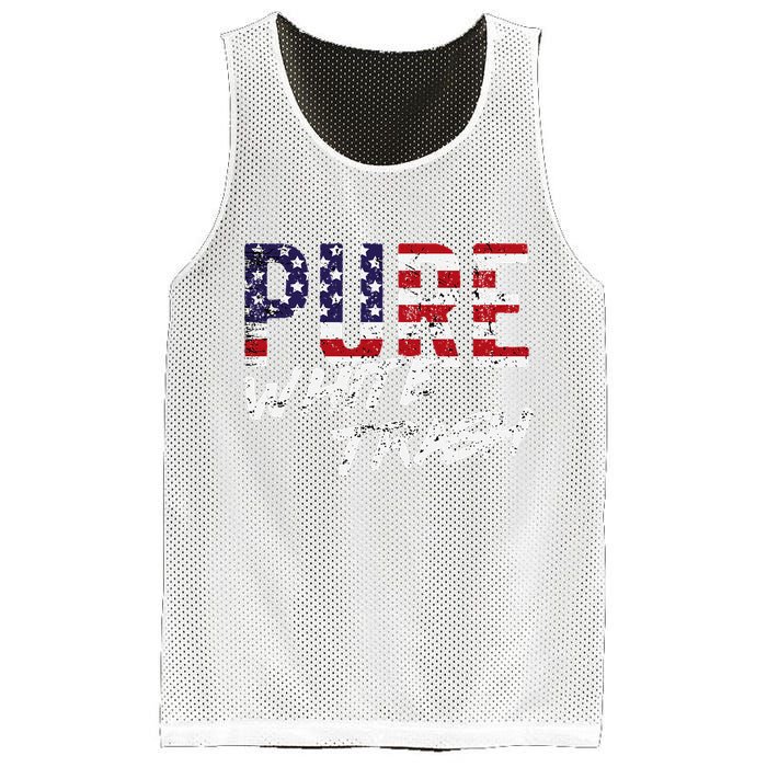 Pure White Trash Funny Redneck American Flag Mesh Reversible Basketball Jersey Tank