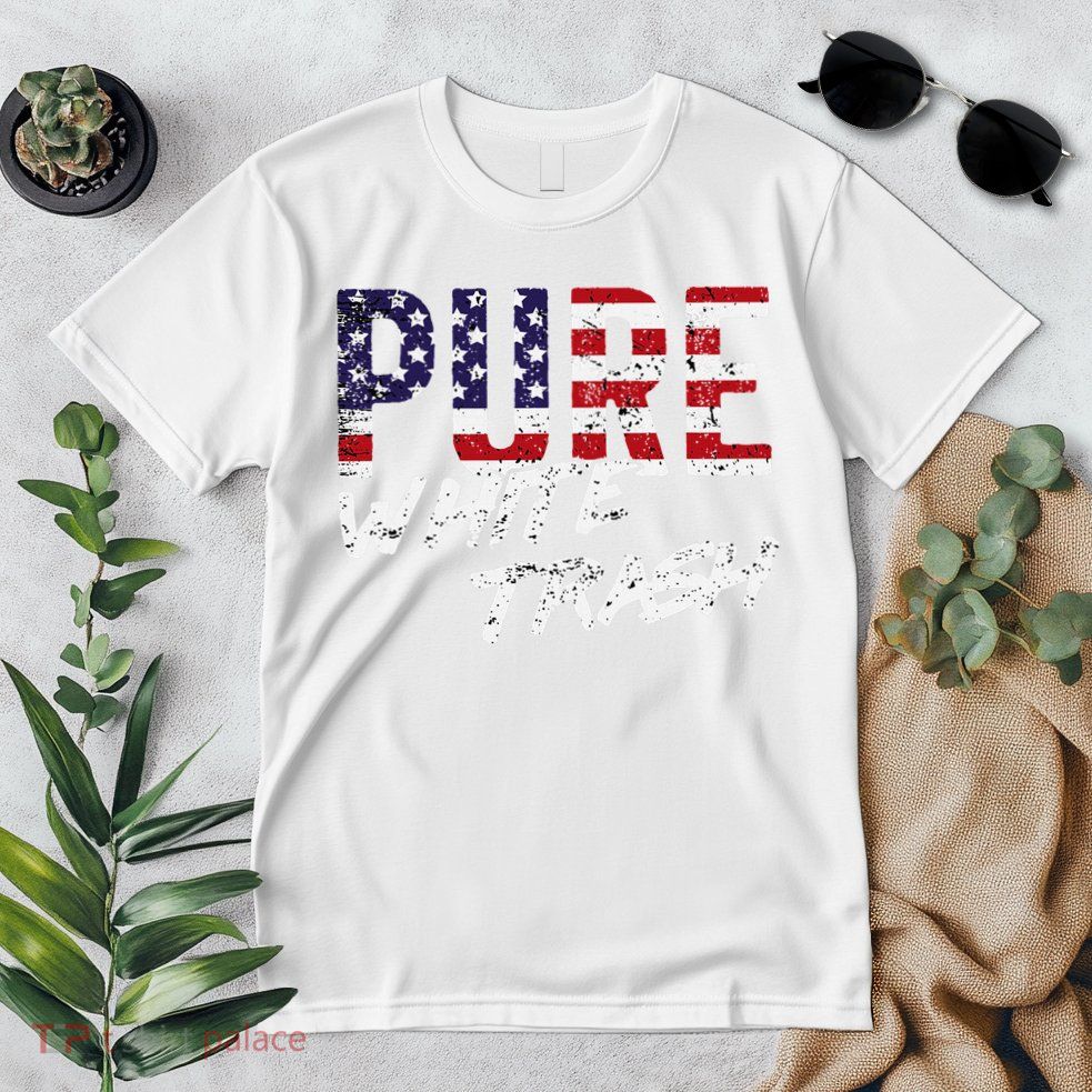 Pure White Trash Funny Redneck American Flag Premium T-Shirt