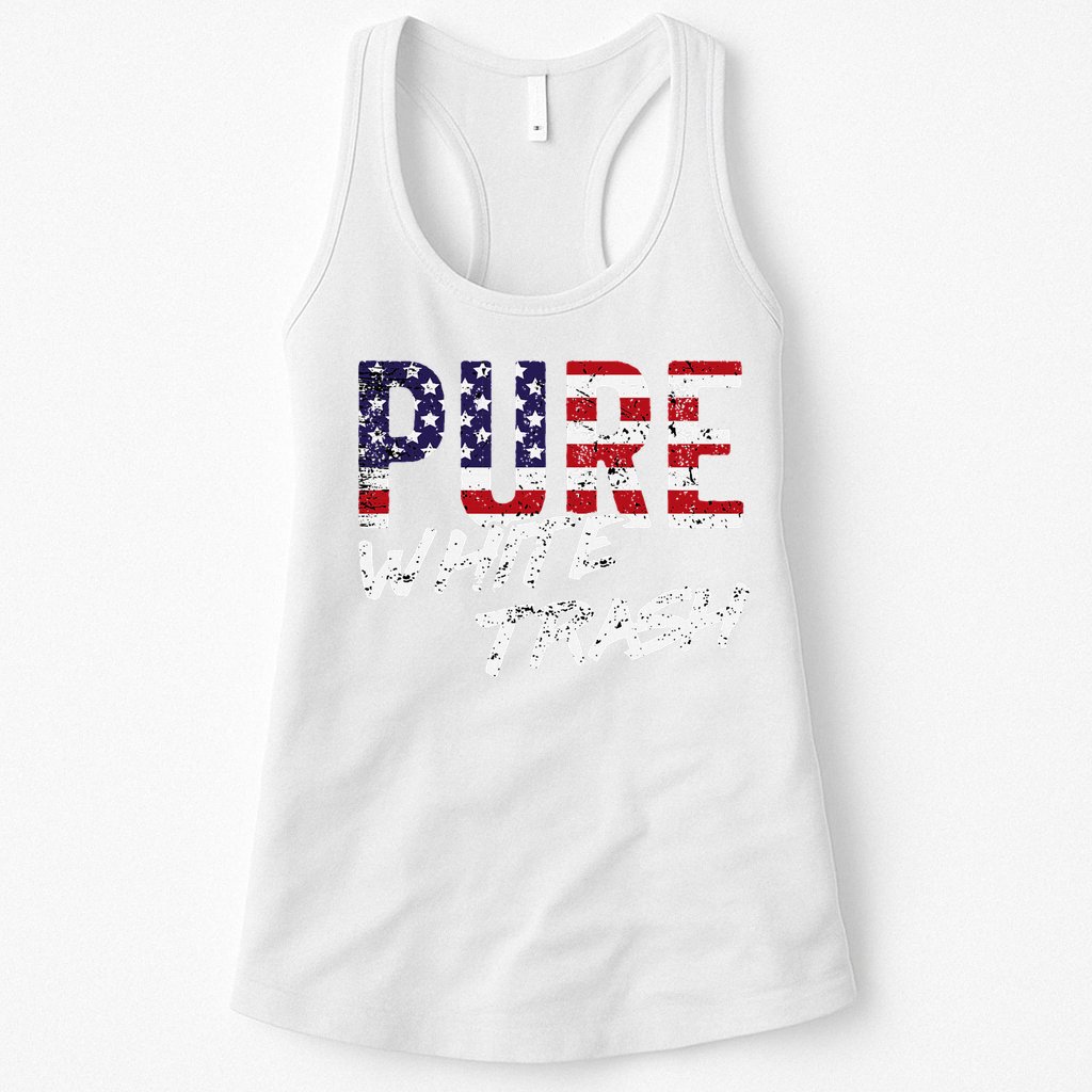 Pure White Trash Funny Redneck American Flag Womens Tank Top