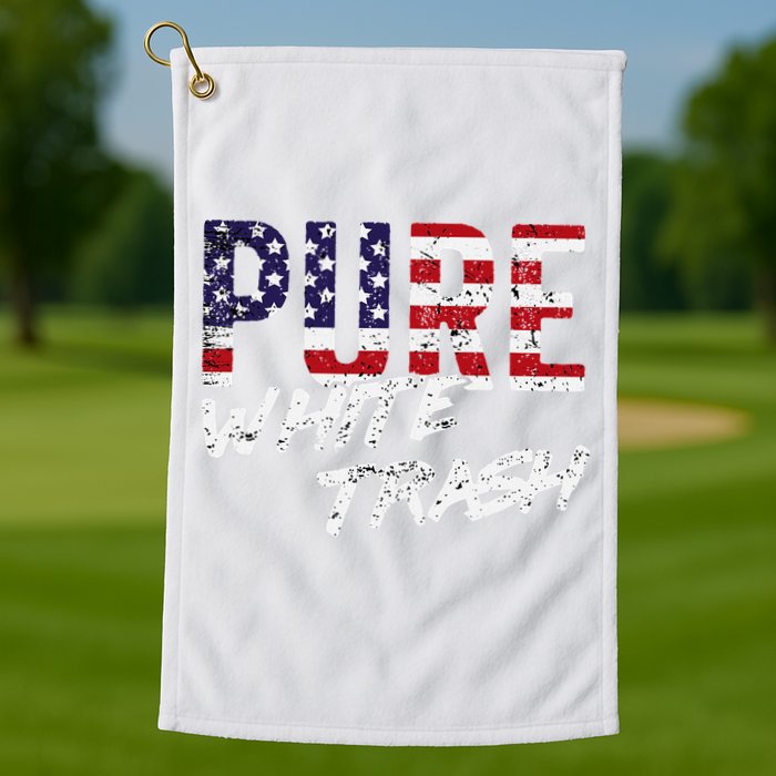Pure White Trash Funny Redneck American Flag Golf Towel