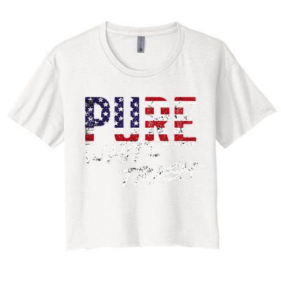 Pure White Trash Funny Redneck American Flag Crop Top