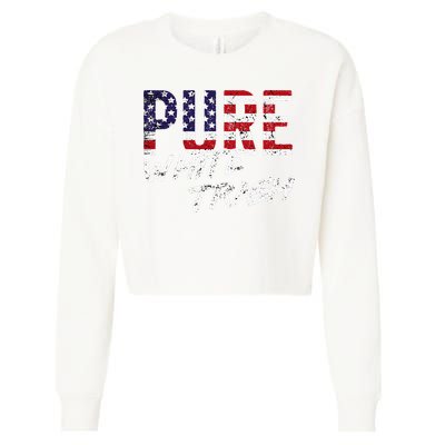 Pure White Trash Funny Redneck American Flag Cropped Pullover Crew