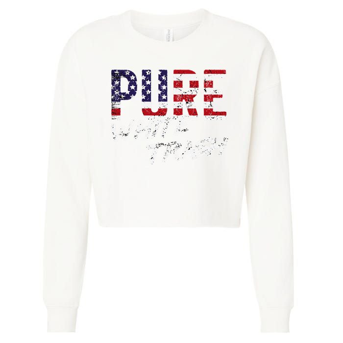 Pure White Trash Funny Redneck American Flag Cropped Pullover Crew