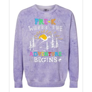 PreK Where The Adventure Begins Back To School Teachers Colorblast Crewneck Sweatshirt