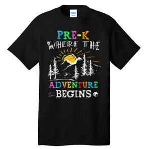 PreK Where The Adventure Begins Back To School Teachers Tall T-Shirt