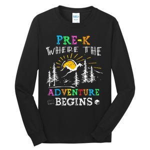 PreK Where The Adventure Begins Back To School Teachers Tall Long Sleeve T-Shirt