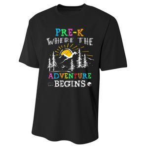 PreK Where The Adventure Begins Back To School Teachers Performance Sprint T-Shirt