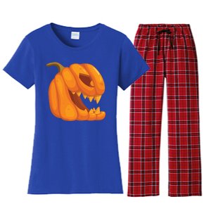 Pumpkin With Teeth Scary Face Halloween October 31St Gift Women's Flannel Pajama Set