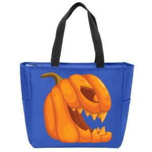 Pumpkin With Teeth Scary Face Halloween October 31St Gift Zip Tote Bag