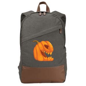 Pumpkin With Teeth Scary Face Halloween October 31St Gift Cotton Canvas Backpack