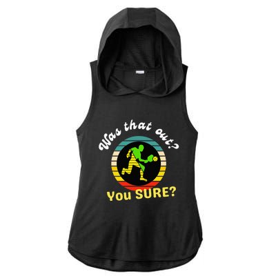 Pickleball Was That Out You Sure Ladies PosiCharge Tri-Blend Wicking Draft Hoodie Tank