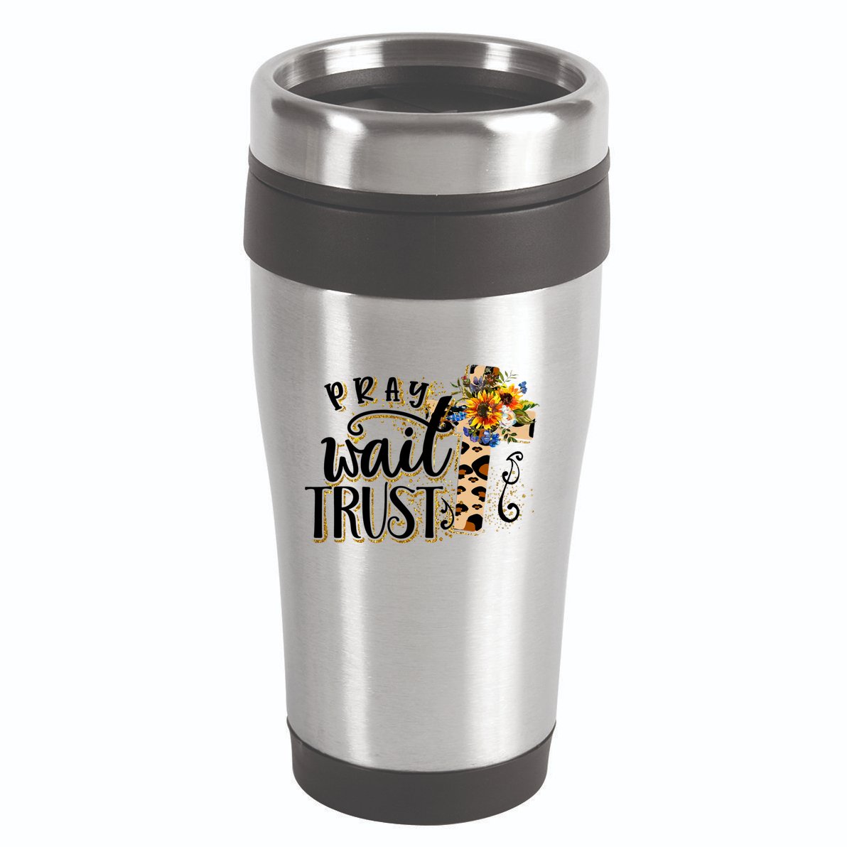 Pray Wait Trust Christian Faith Jesus God Lover Leopard Gift 16oz Travel Tumbler