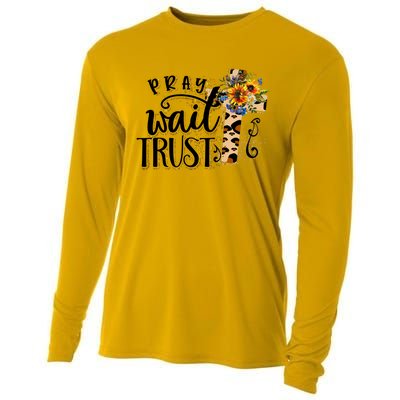 Pray Wait Trust Christian Faith Jesus God Lover Leopard Gift Cooling Performance Long Sleeve Crew