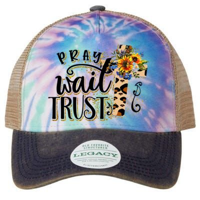 Pray Wait Trust Christian Faith Jesus God Lover Leopard Gift Legacy Tie Dye Trucker Hat