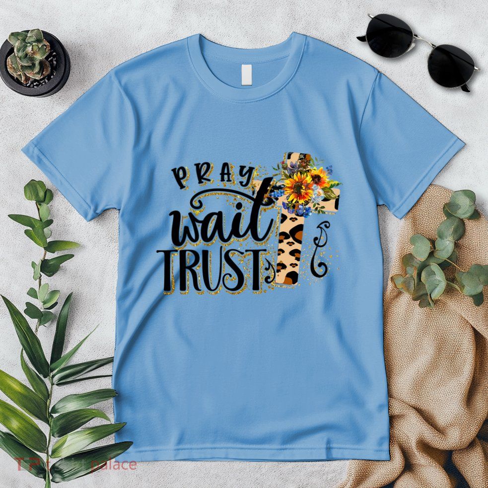 Pray Wait Trust Christian Faith Jesus God Lover Leopard Gift Premium T-Shirt