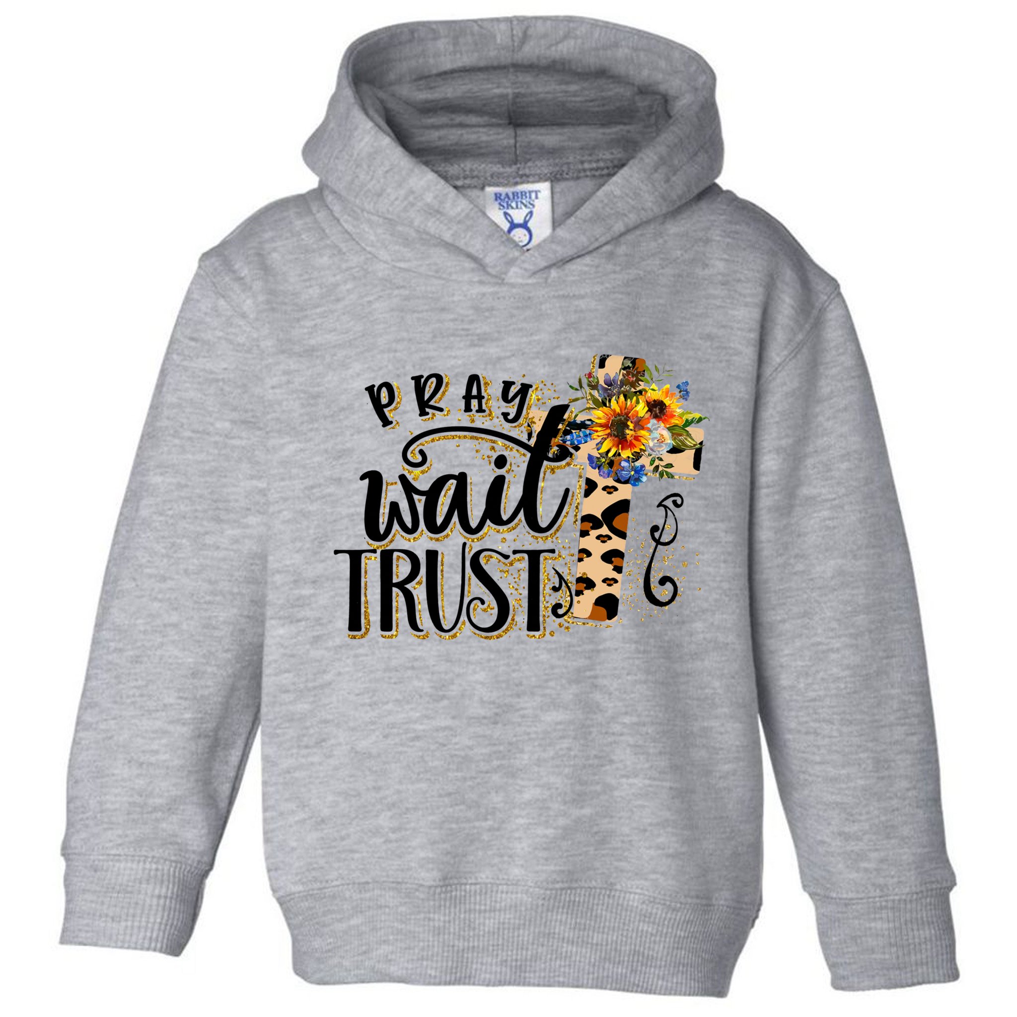 Pray Wait Trust Christian Faith Jesus God Lover Leopard Gift Toddler Hoodie